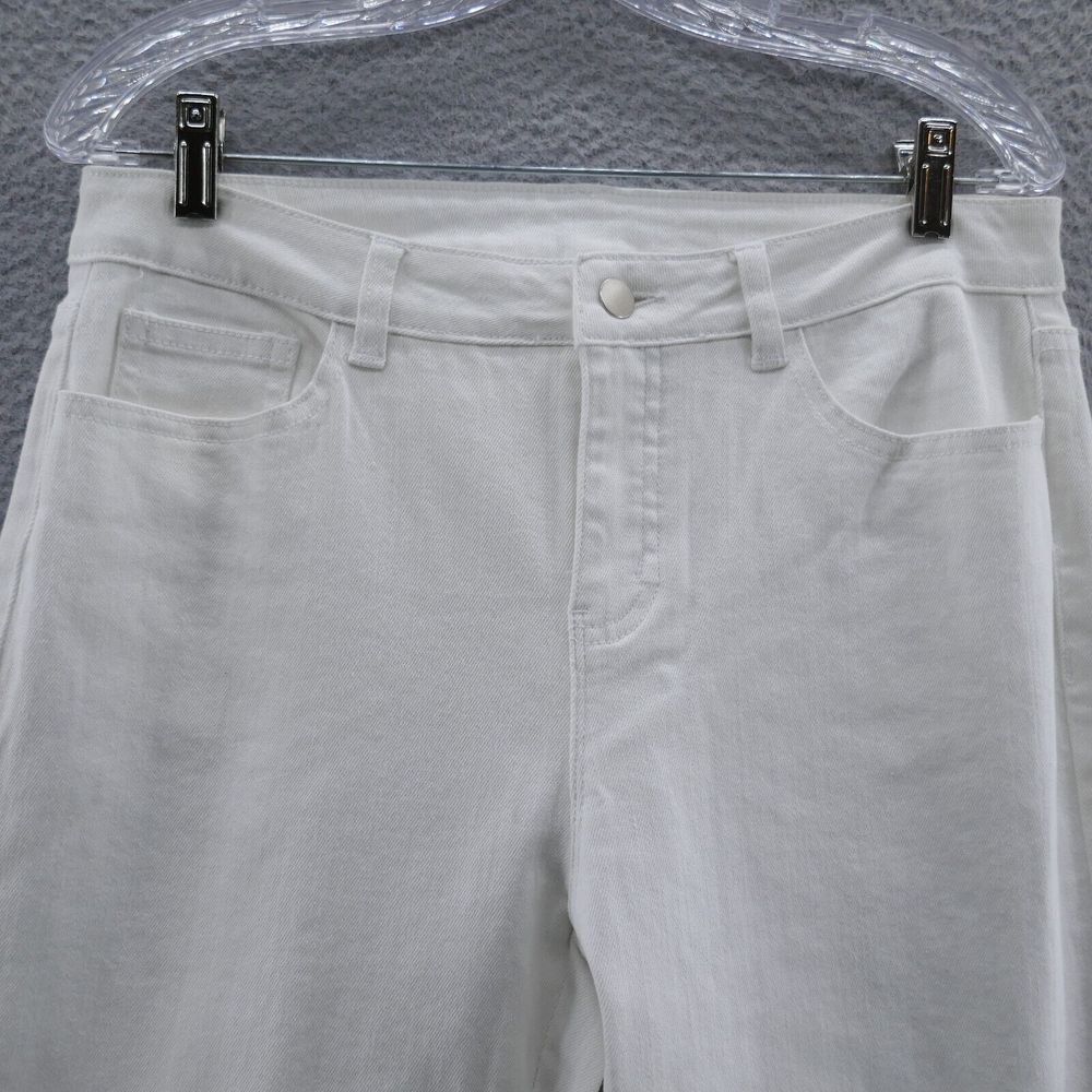 Soft Surroundings Parisa Beaded Lace‎ Ankle Jeans 8 White Blue Embellished - Picture 4 of 14